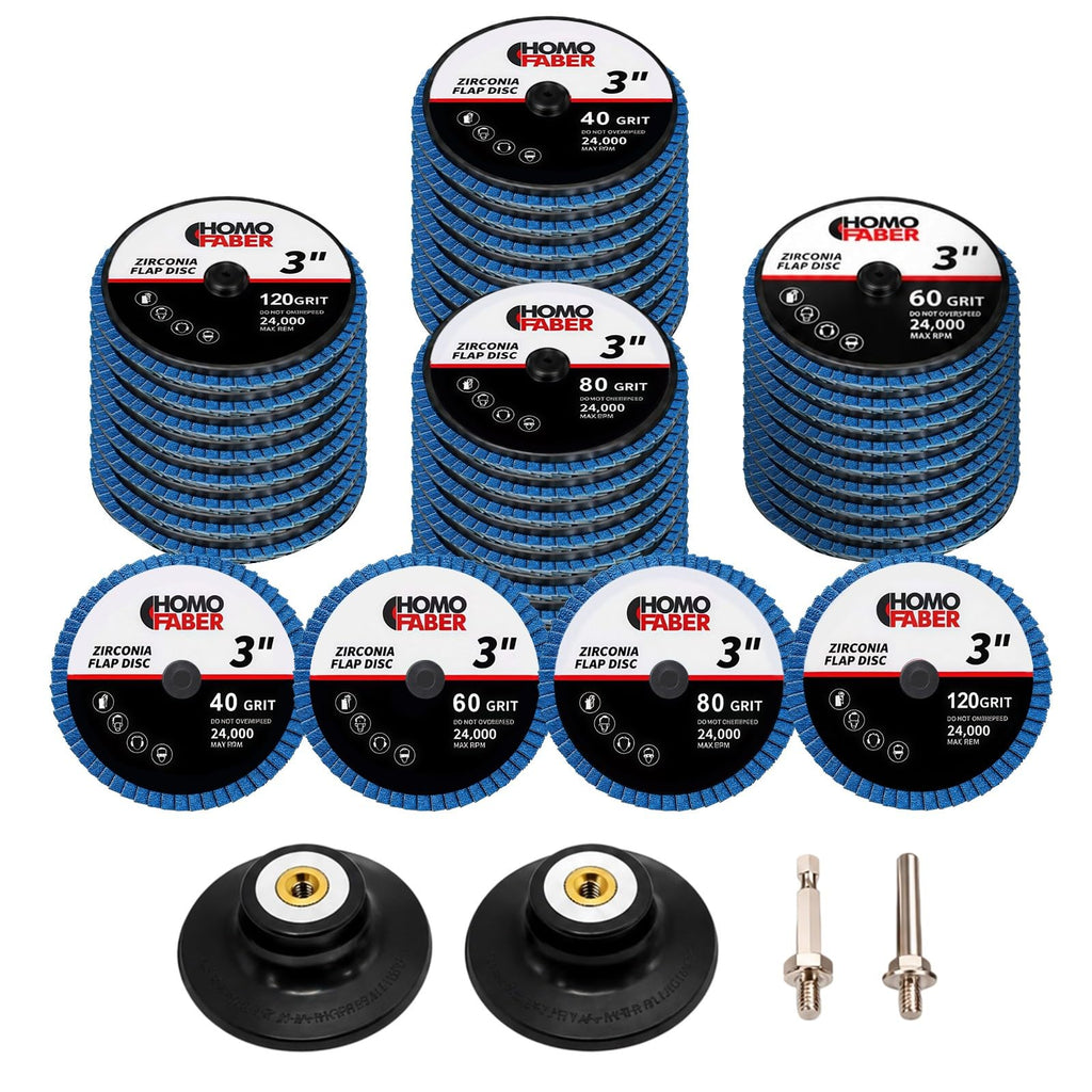 HOMO FABER 50Pcs Die Grinder Sanding Discs, 3 Inch Flap Discs Roll Lock