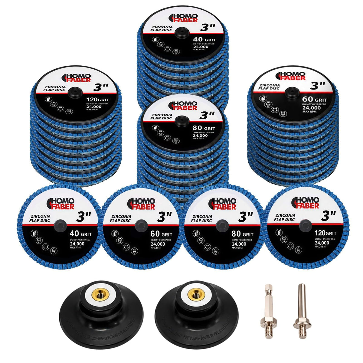 HOMO FABER 50Pcs Die Grinder Sanding Discs, 3 Inch Flap Discs Roll Lock
