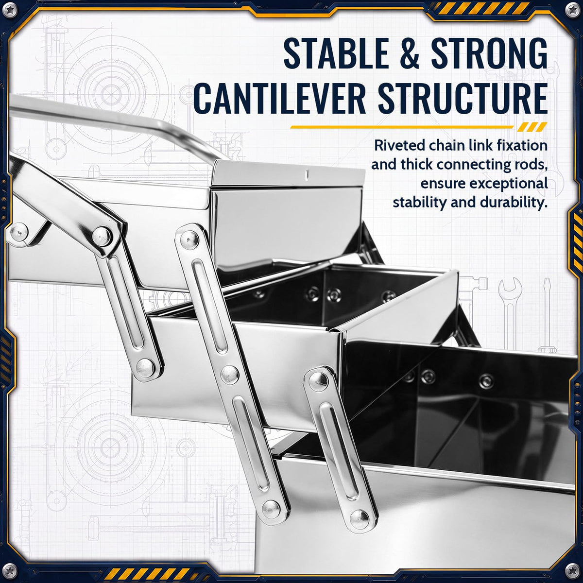 2 Pack Metal Cantilever Tool Box 3 Layer 5 Tray Folding Toolbox