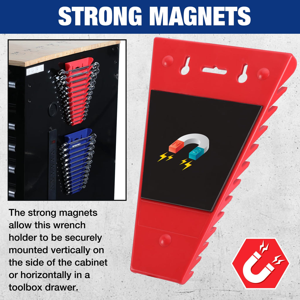 2-Pack Magnetic Wrench Organizer, 12-Piece Wrench Holder Set