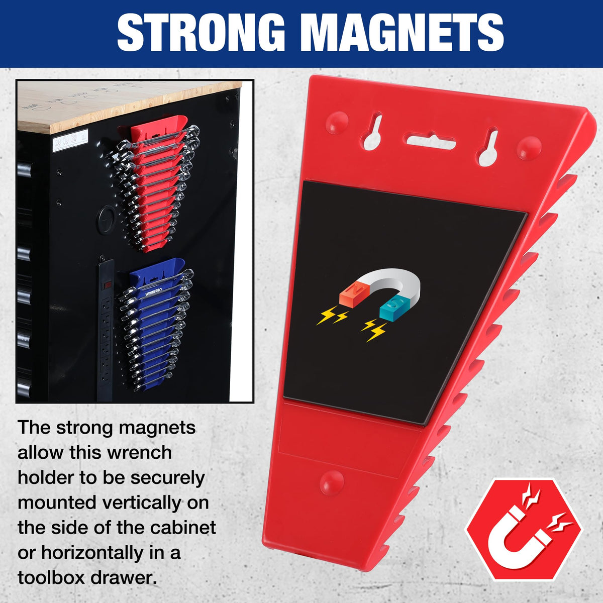 2-Pack Magnetic Wrench Organizer, 12-Piece Wrench Holder Set