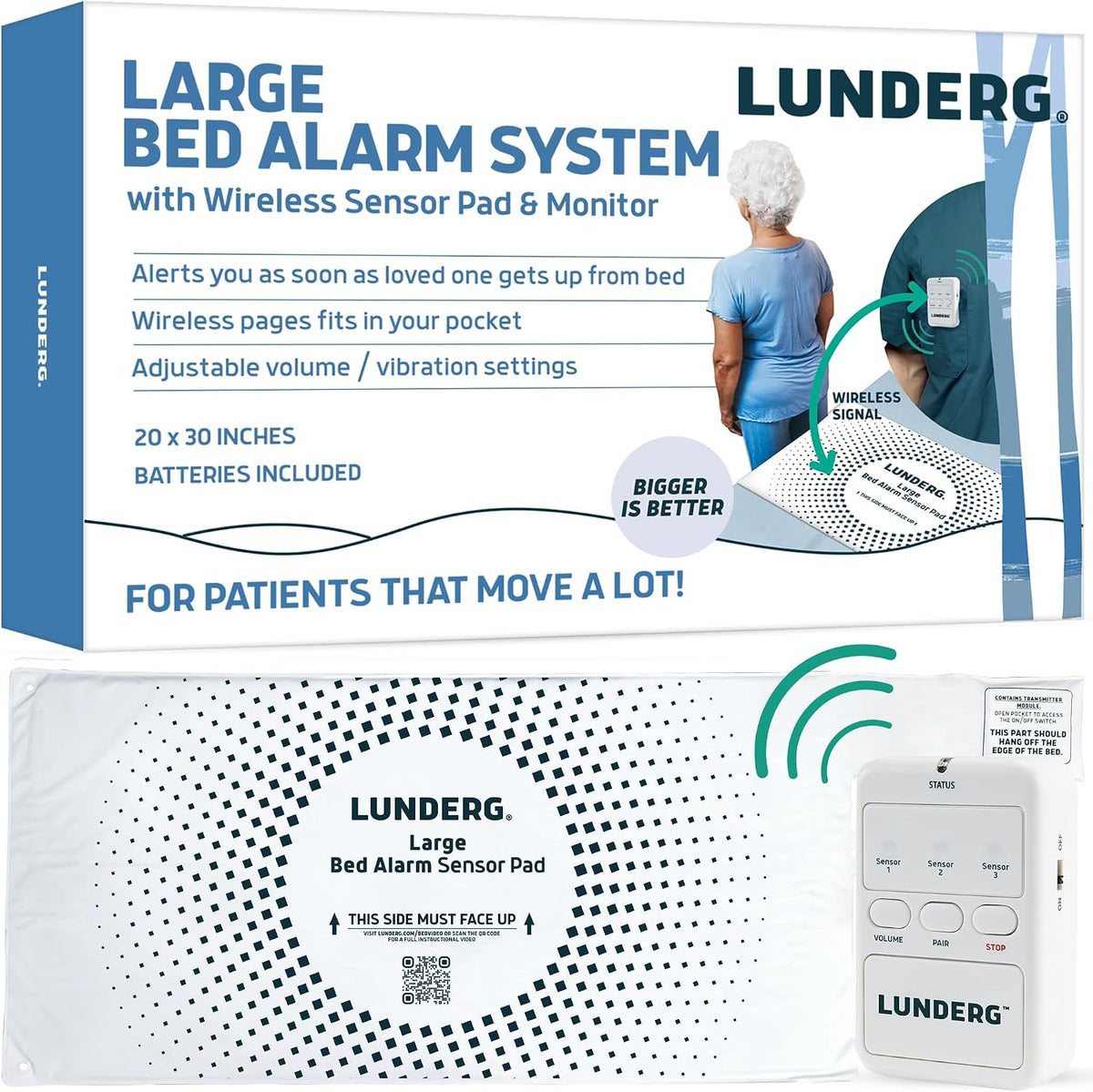 Large Wireless Bed Alarm System for Elderly & Fall Prevention