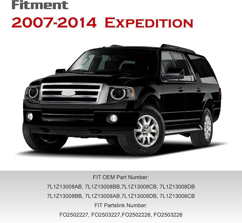 Pair Black Halo Projector Headlights Fit 2007-2014 Ford Expedition