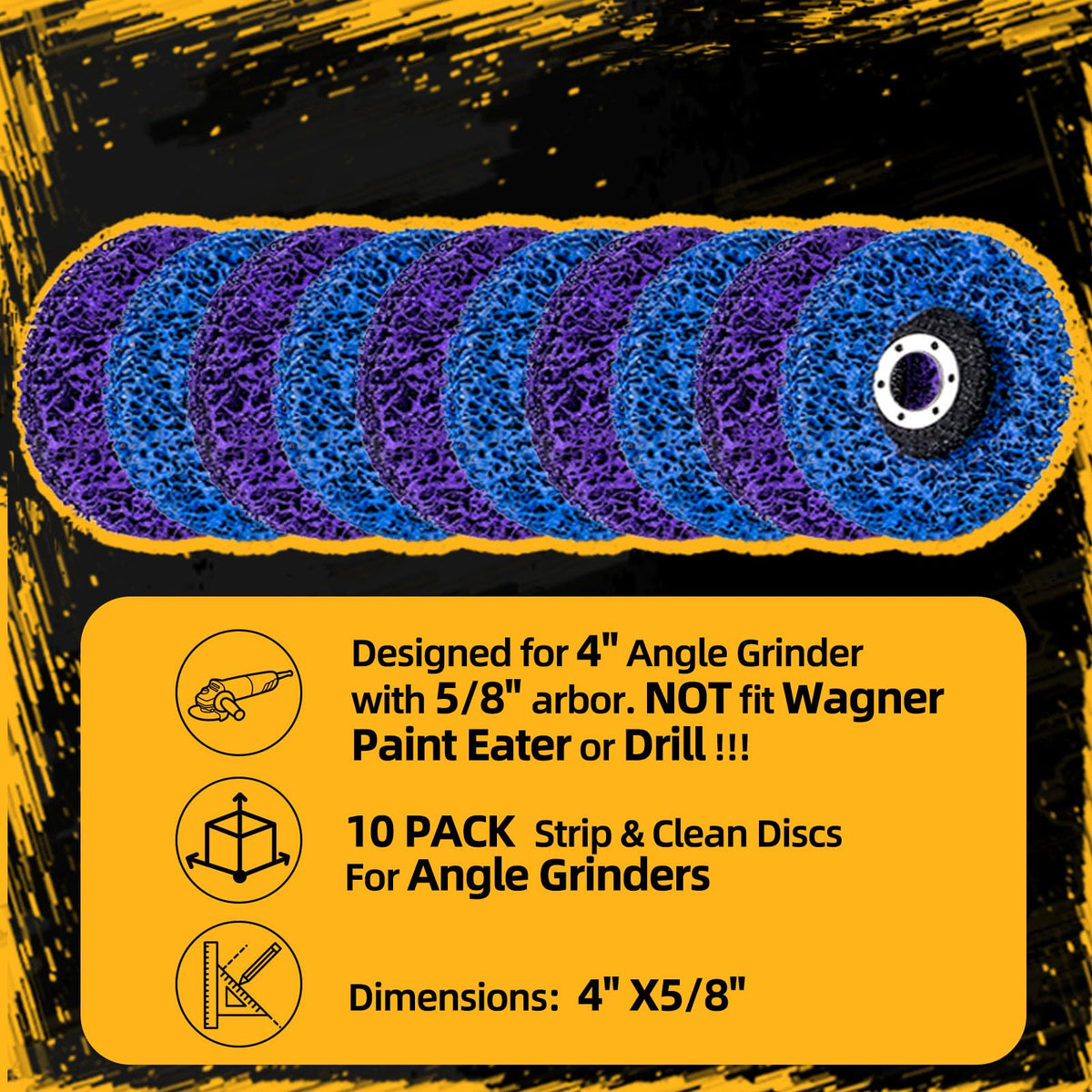10 Pack Strip Discs Stripping Wheel 4 inch for Angle Grinder Clean and Remove Paint Coating Rust Welds Oxidation (4" x 5/8")