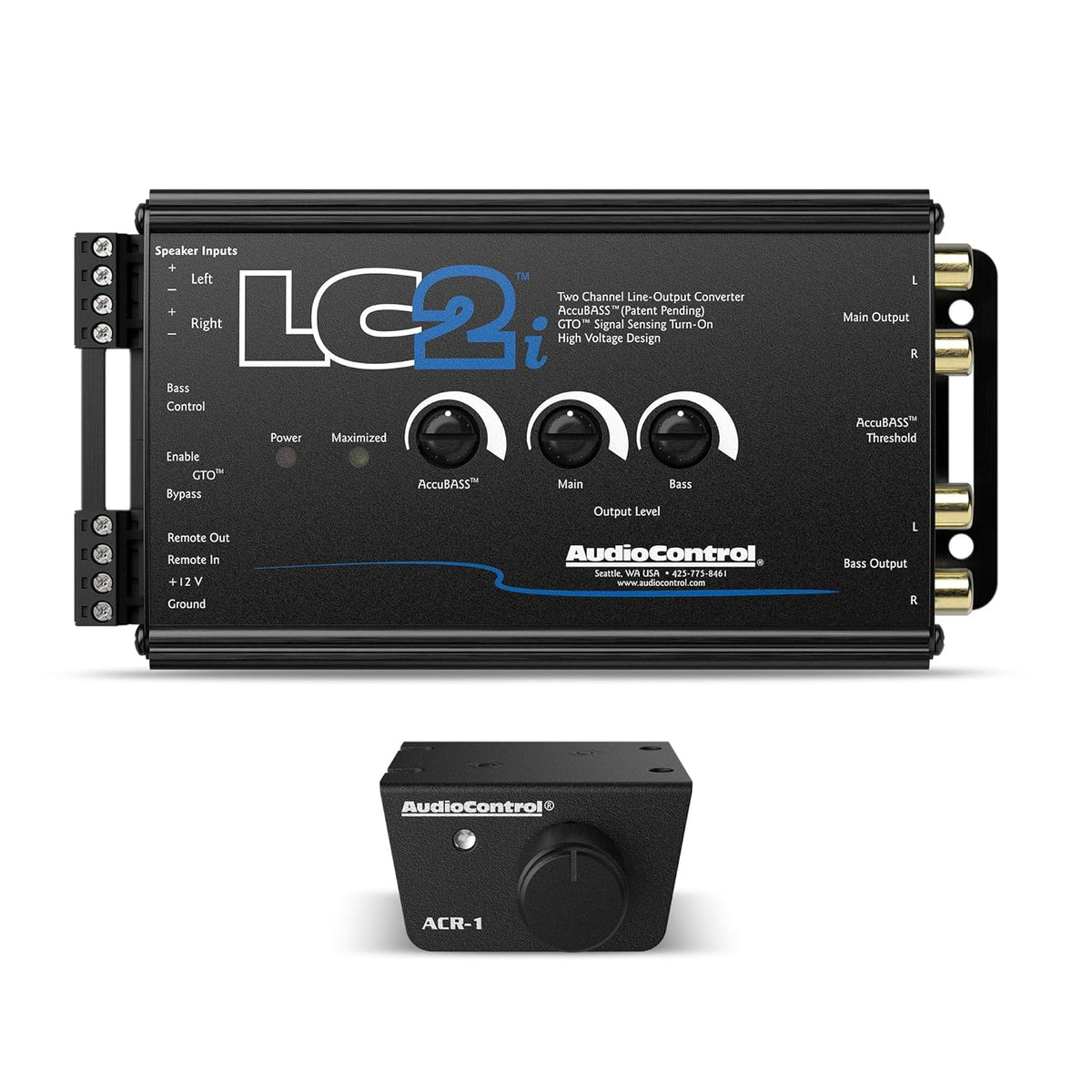LC2i 2-Channel Line Output Converter with ACR-1 Dash Remote & AccuBASS for Adding Subwoofers, Amplifiers to Factory