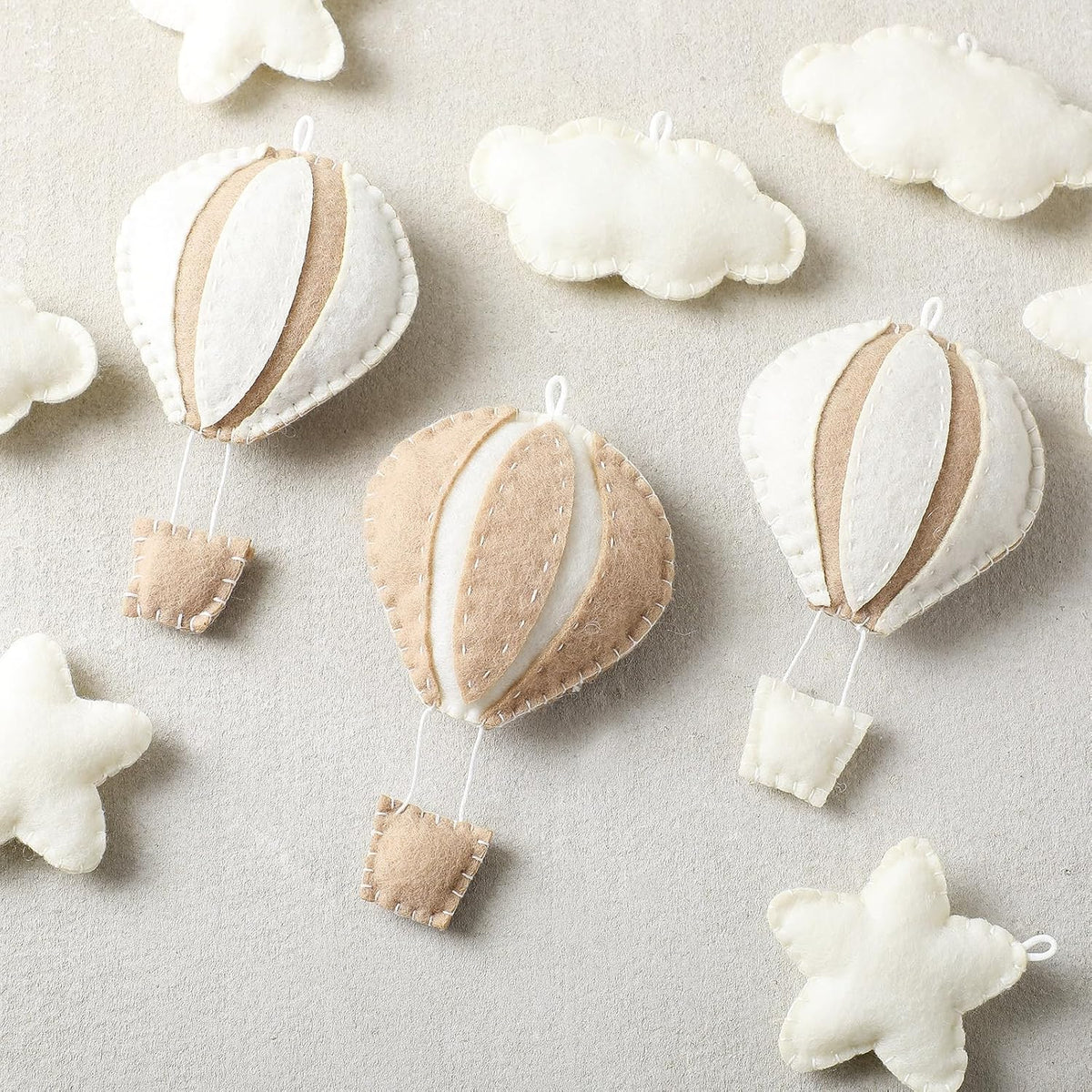 10 Pcs Star Hot Air Balloon and Cloud Nursery Decor Western Wall Decor for Bedroom Mini Felt Clouds Stars Hot Air