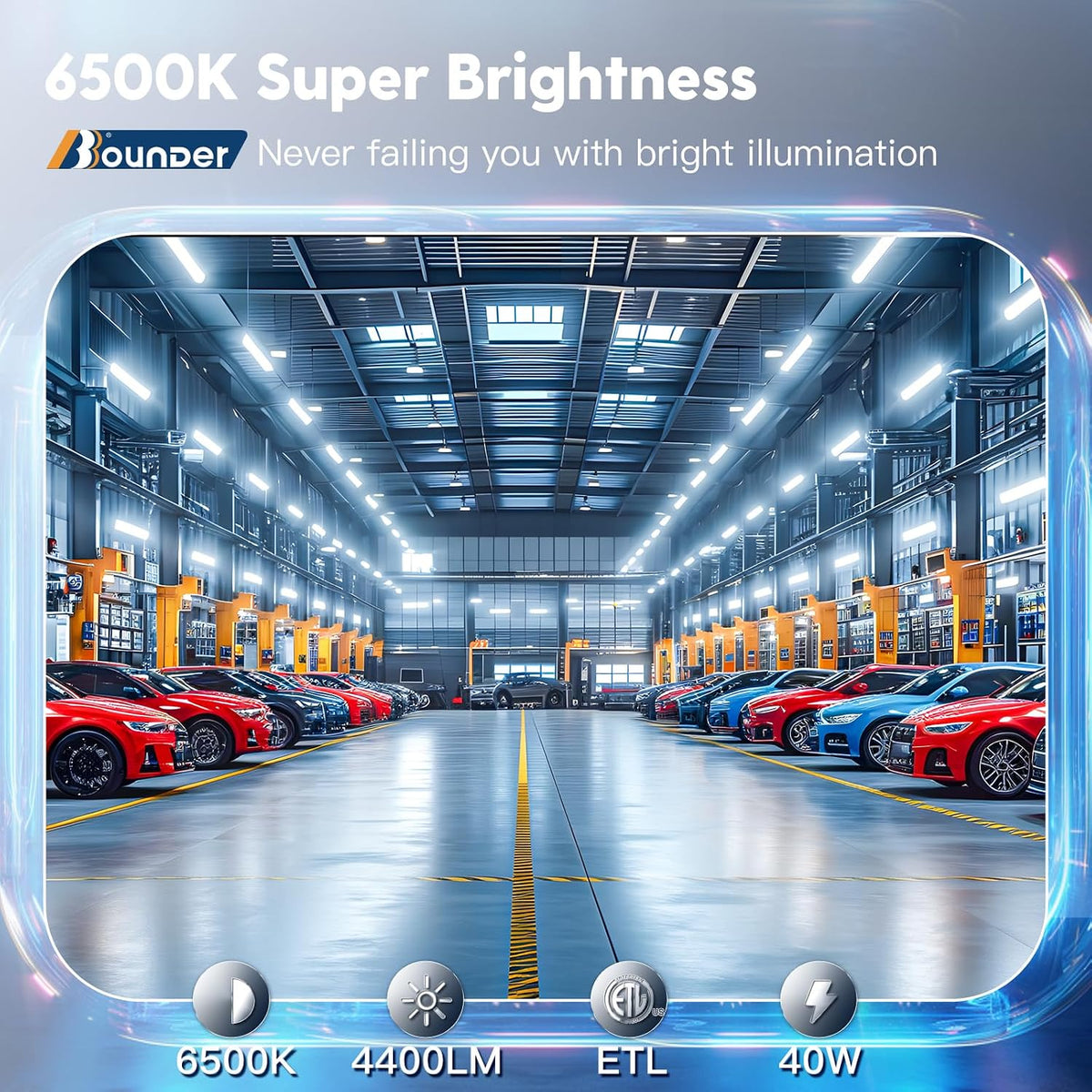 BBOUNDER 4Pack 4FT LED Shop Light, Reflector, 6500K Linkable, 40W=250W ETL