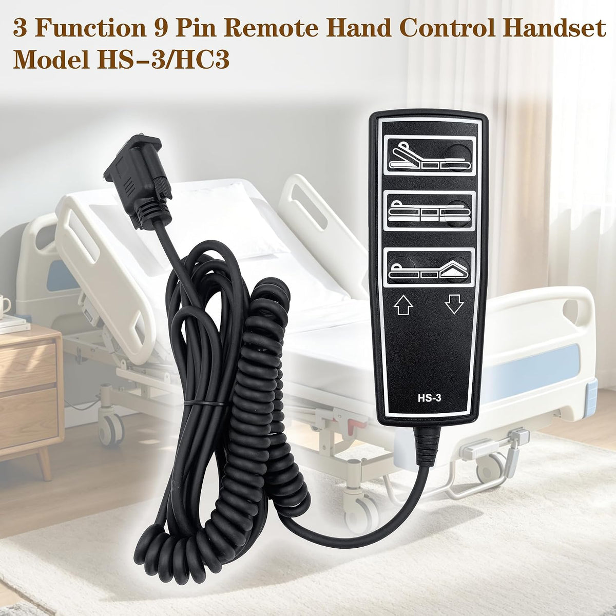 3 Function 9 Pin Remote for Drive Medical Full Electric Hospital Bed