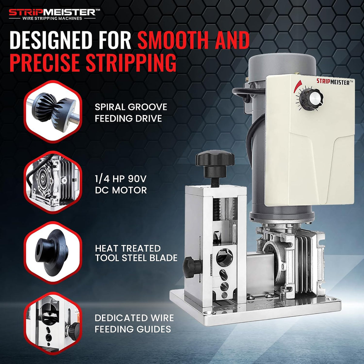 E250 Electric Automatic Wire Stripping Machine – Wire Size Up To Ø3/4", Jam-Free, Motorized Wire Stripper with