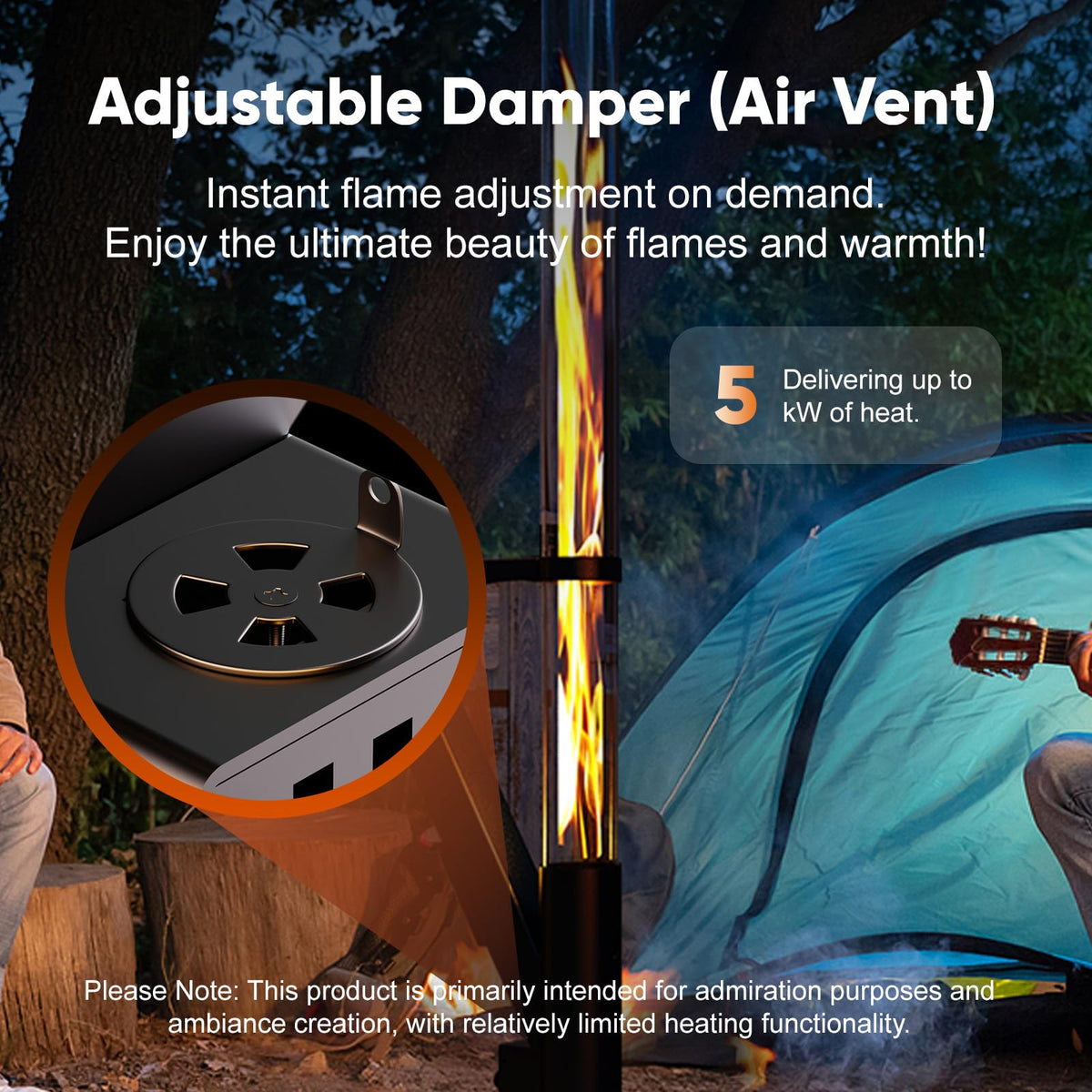 58 Inch Rocket Stove，Decorative Wood Pellet Heater，Outdoor Fireplace