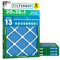20x36x1 Air Filter MERV 13 Smoke & Allergy Defense (4-Pack)