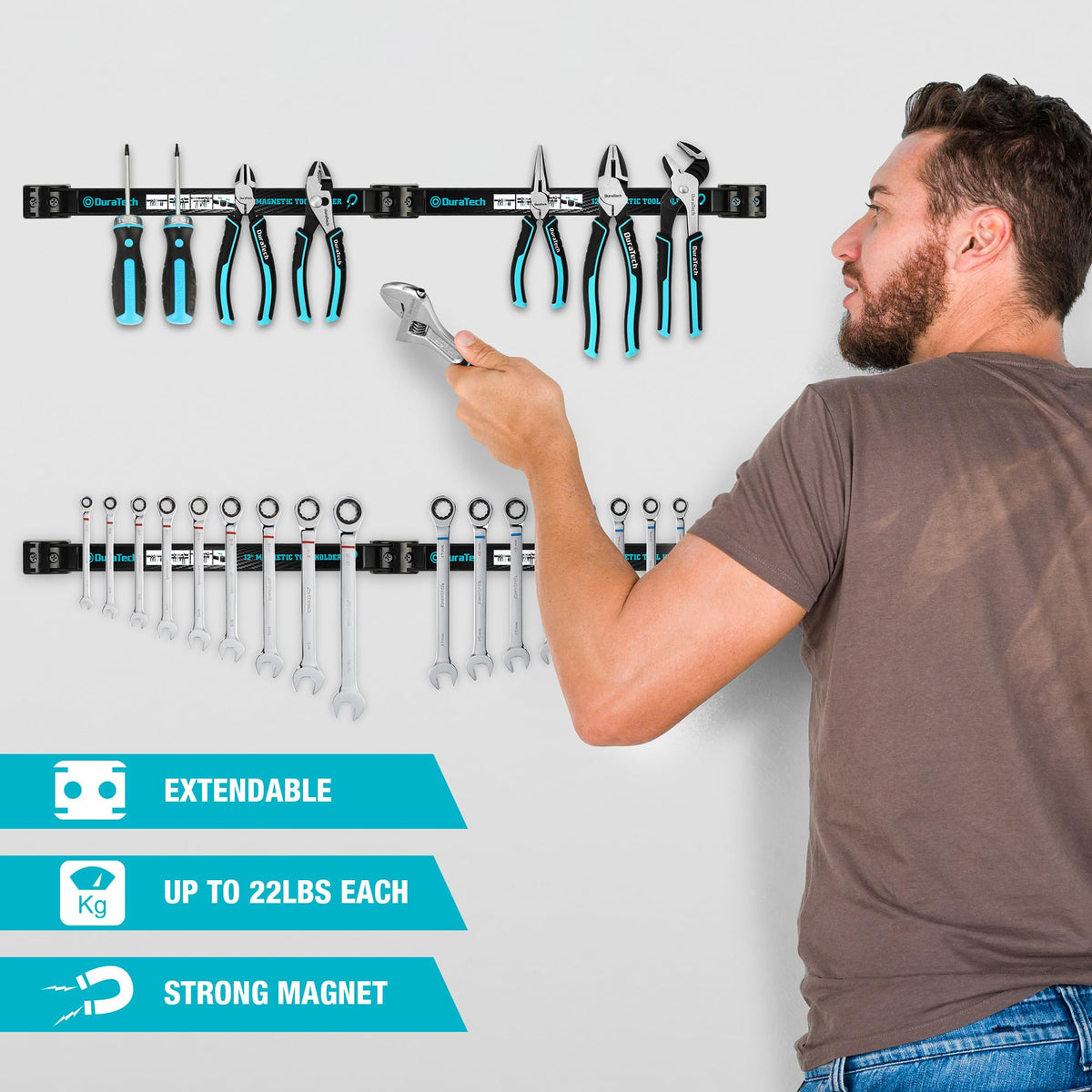 DURATECH 4 Pack 12" Magnetic Tool Holder Strip, Heavy Duty Tool Bar