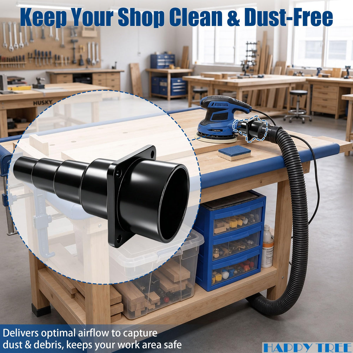 Universal Tool Adapter Attachment for Shop Vac Wet/Dry Vacuum Connects to Power Tools 2-1/2" Integrated Hose Adapters for Dust Collector for Saw and Sander