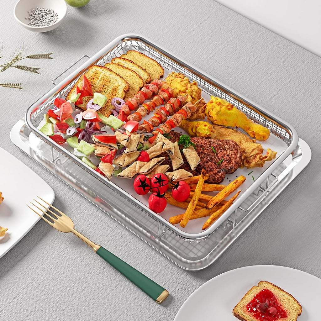 Air Fryer Basket for Oven, OPENICE Oven Air Fryer Basket and Tray Set | 15.3"x11.0" Stainless Steel Air Fryer Tray