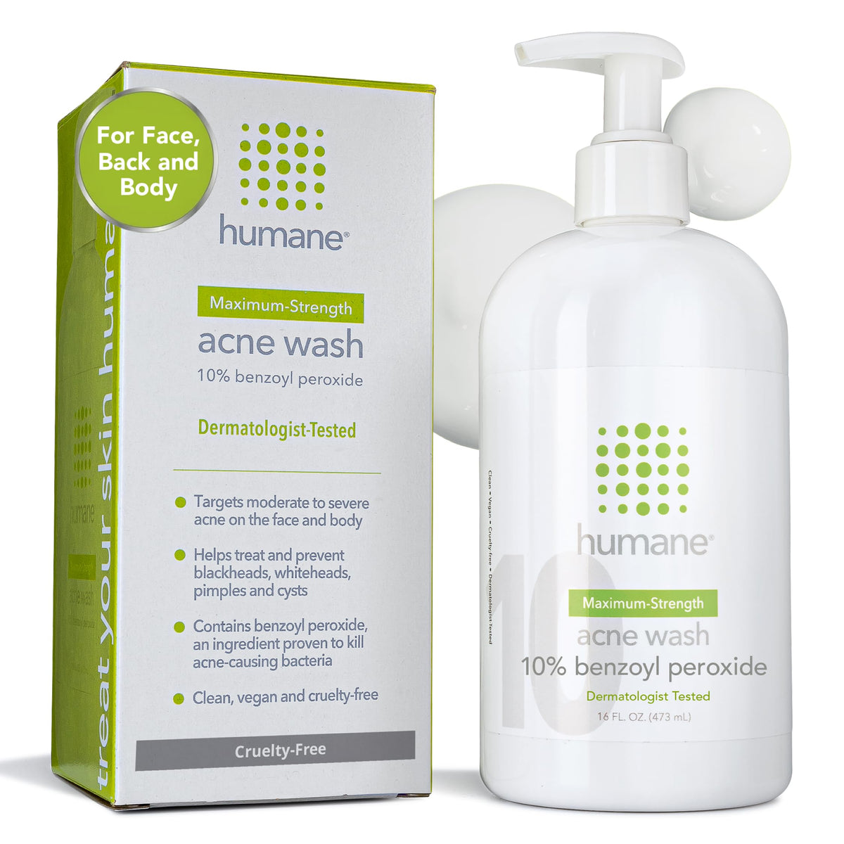 Benzoyl Peroxide Body Wash - Acne Body Wash - 10% Maximum-Strength