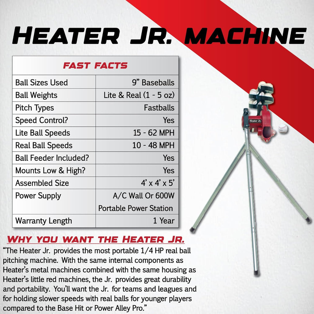 Sports Junior Baseball Pitching Machine, Portable, and Adjustable with Variable Speed and Angle, Perfect for Kids'