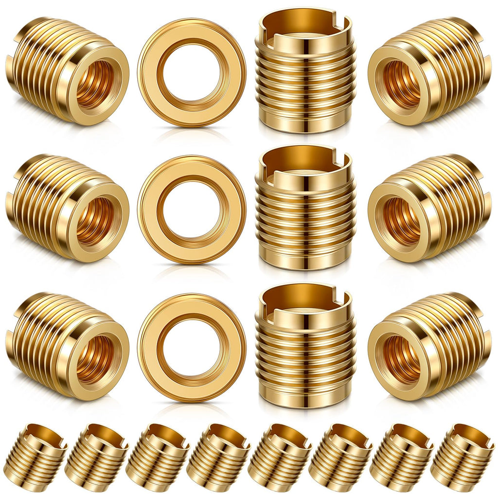 LEIFIDE 20 Pcs 20 Pcs Brass Threaded Inserts 3/8-16 Wood Tap Handle 0.625''