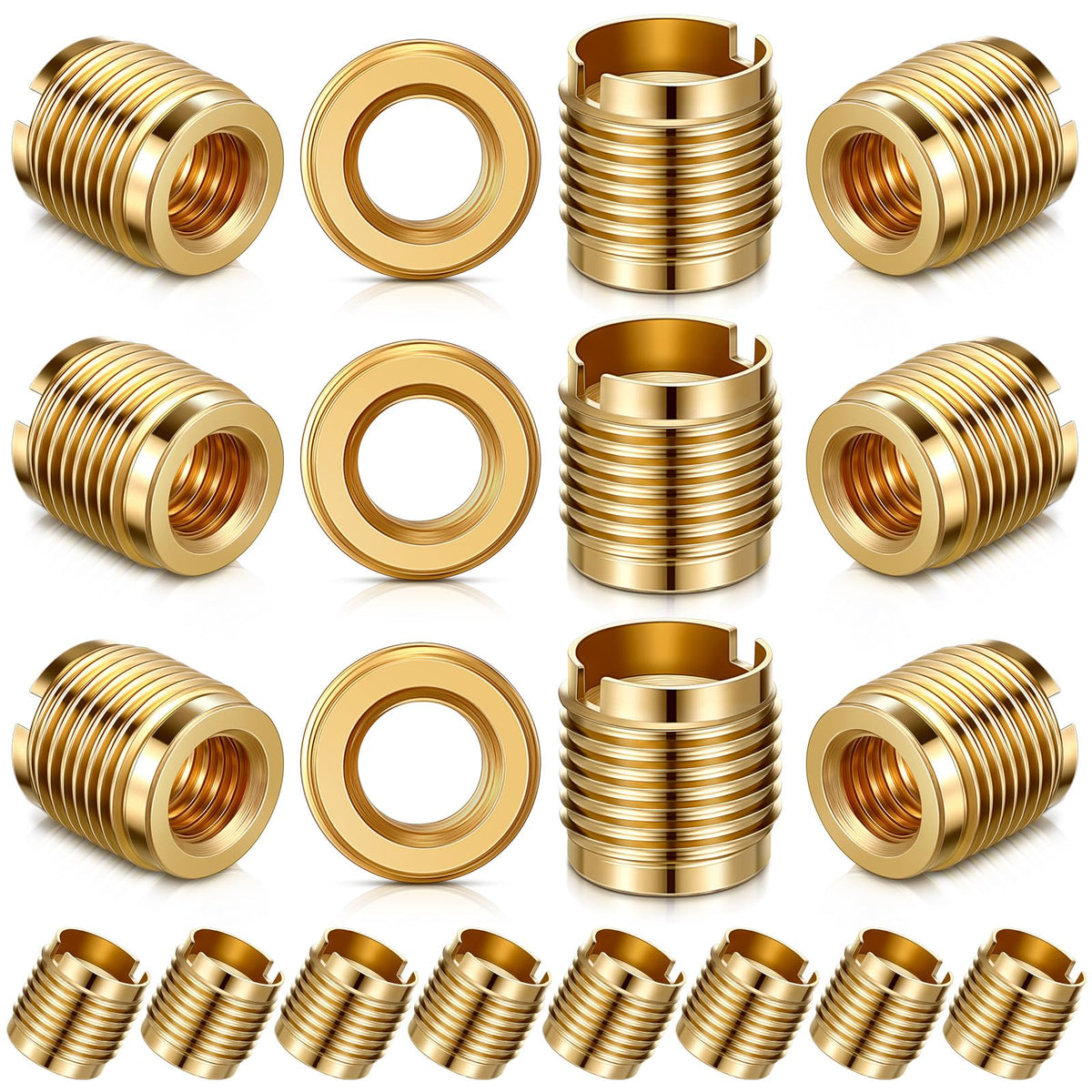 LEIFIDE 20 Pcs 20 Pcs Brass Threaded Inserts 3/8-16 Wood Tap Handle 0.625''