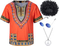 Kids Hippie Costume for Boys Girls 60s 70s 4 Pcs T-Shirt Afro Wig Set