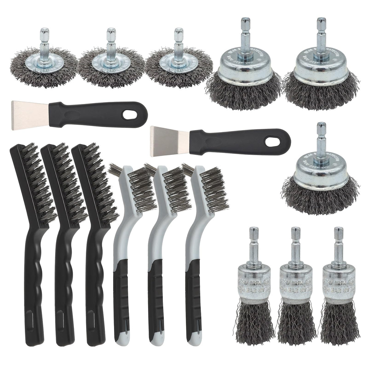 VASTOOLS 15pcs Wire Brushes Set, Carbon Steel Cup/Wheel/Pen Brushes for 1/4" Hex Shank Drill Attachments,Stainless Steel Hand Brushes,for Rust Removal,Paint Stripping and Cleaning