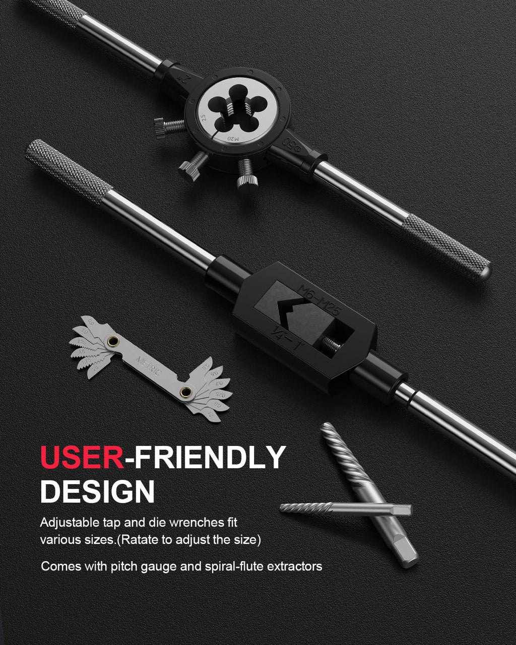 Kolvoii 52-Piece Large SAE Tap and Die Set, 1/4"-20 to 1"-14 Coarse/Fine