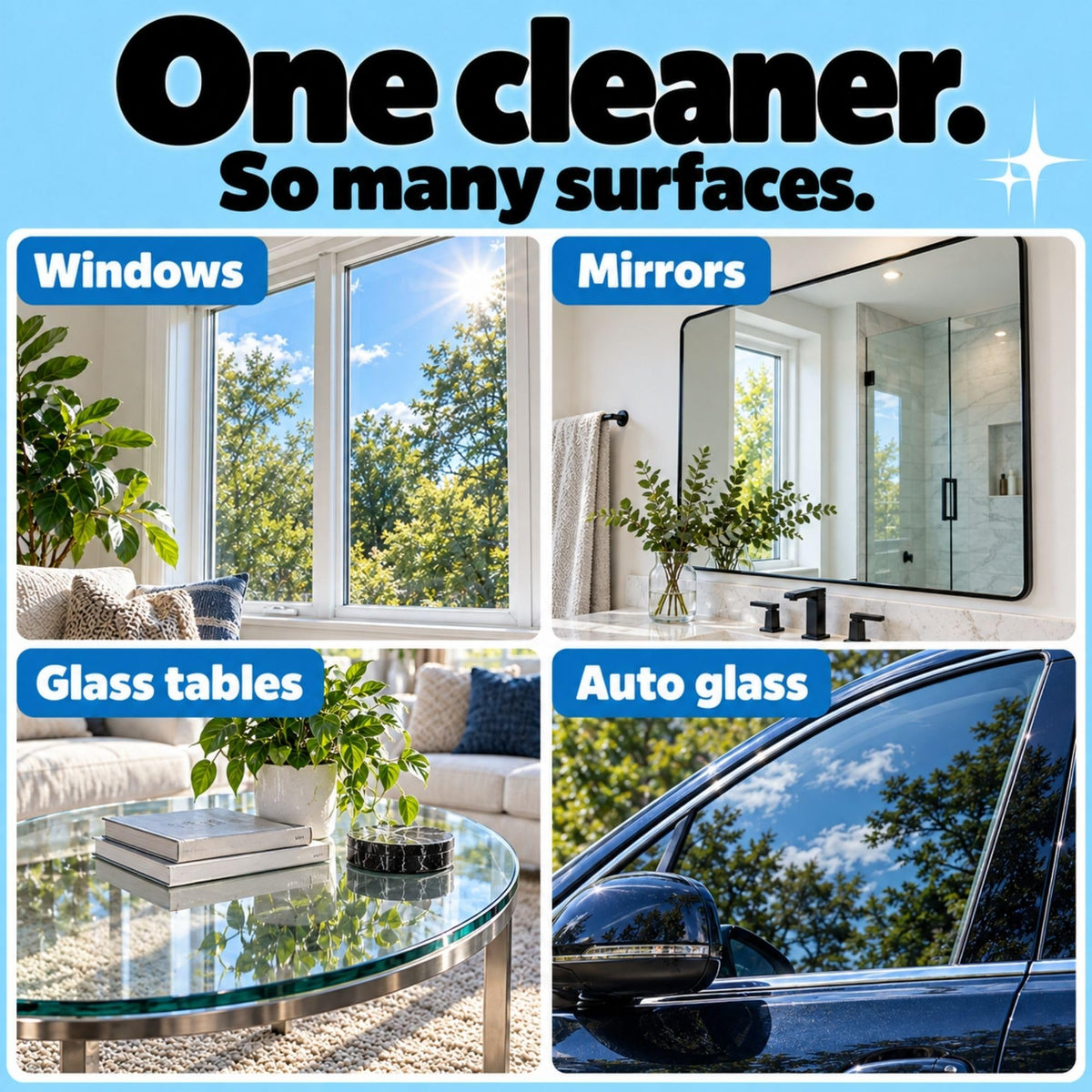 Perfect Glass Cleaner, Streak-Free, Ammonia-Free Window, Mirror, Screen, and Shower Door Cleaner, Indoor and Outdoor
