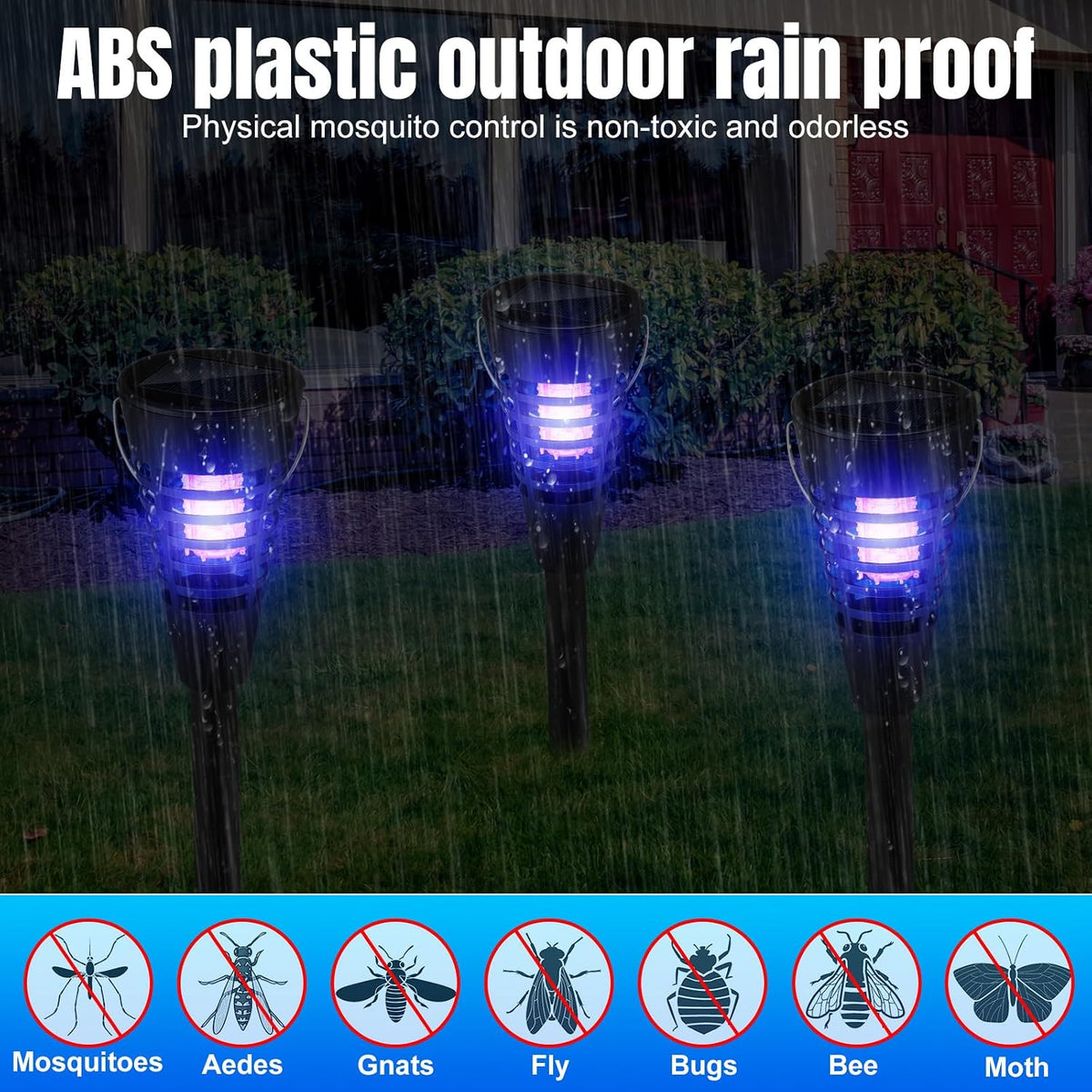 4 Pack Solar Bug Zapper & Mosquito Killer Outdoor Waterproof Cone-Shaped LED Light Mosquito Repellent for Patio