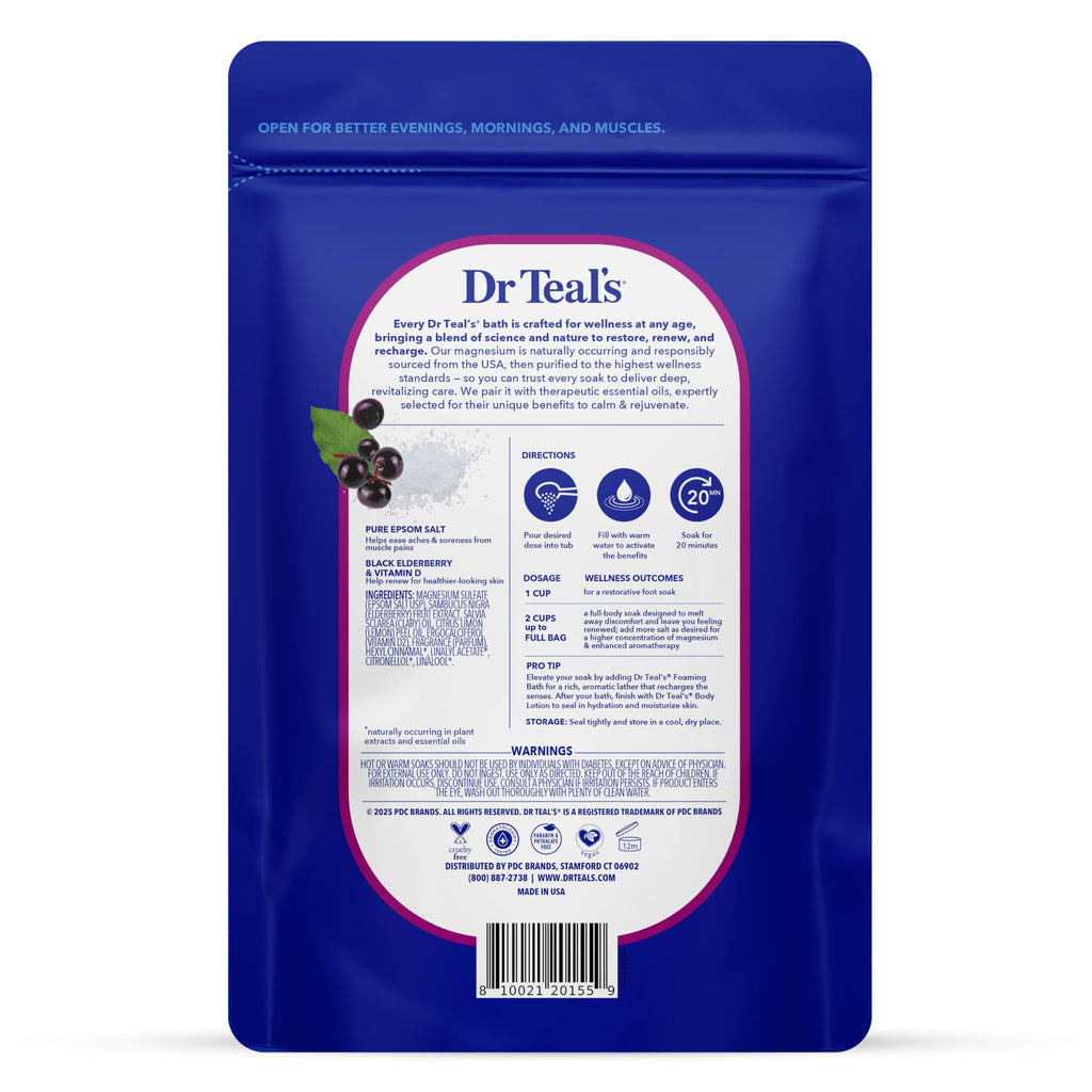 Epsom Salt Magnesium Soak, Black Elderberry, 3 lbs