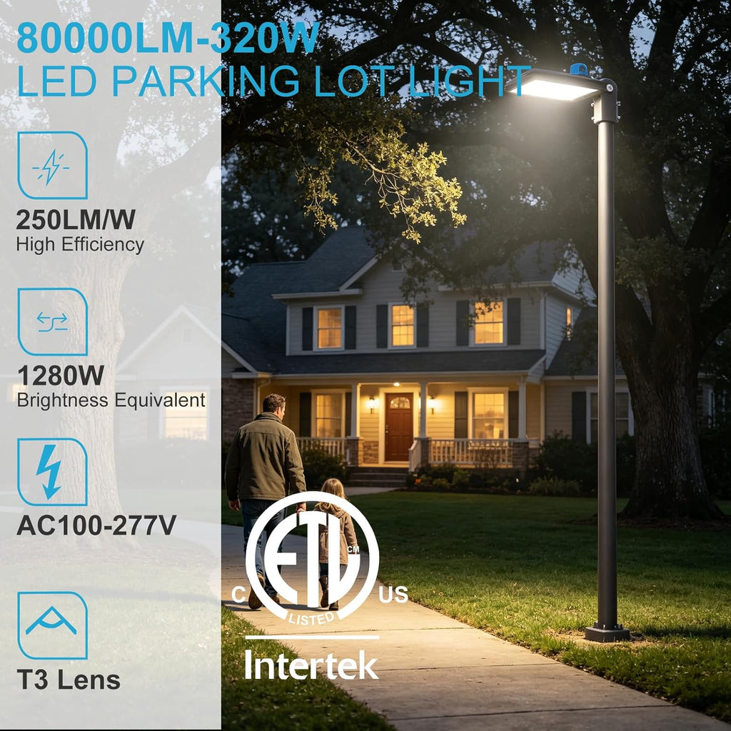 Lightdot 320W LED Parking Lot Lighting 5Pack Pole Mount Parking Lot Lights