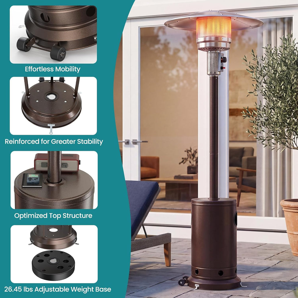 48,000 BTU Patio Heater for Outdoor Use, Outdoor Gas Heater