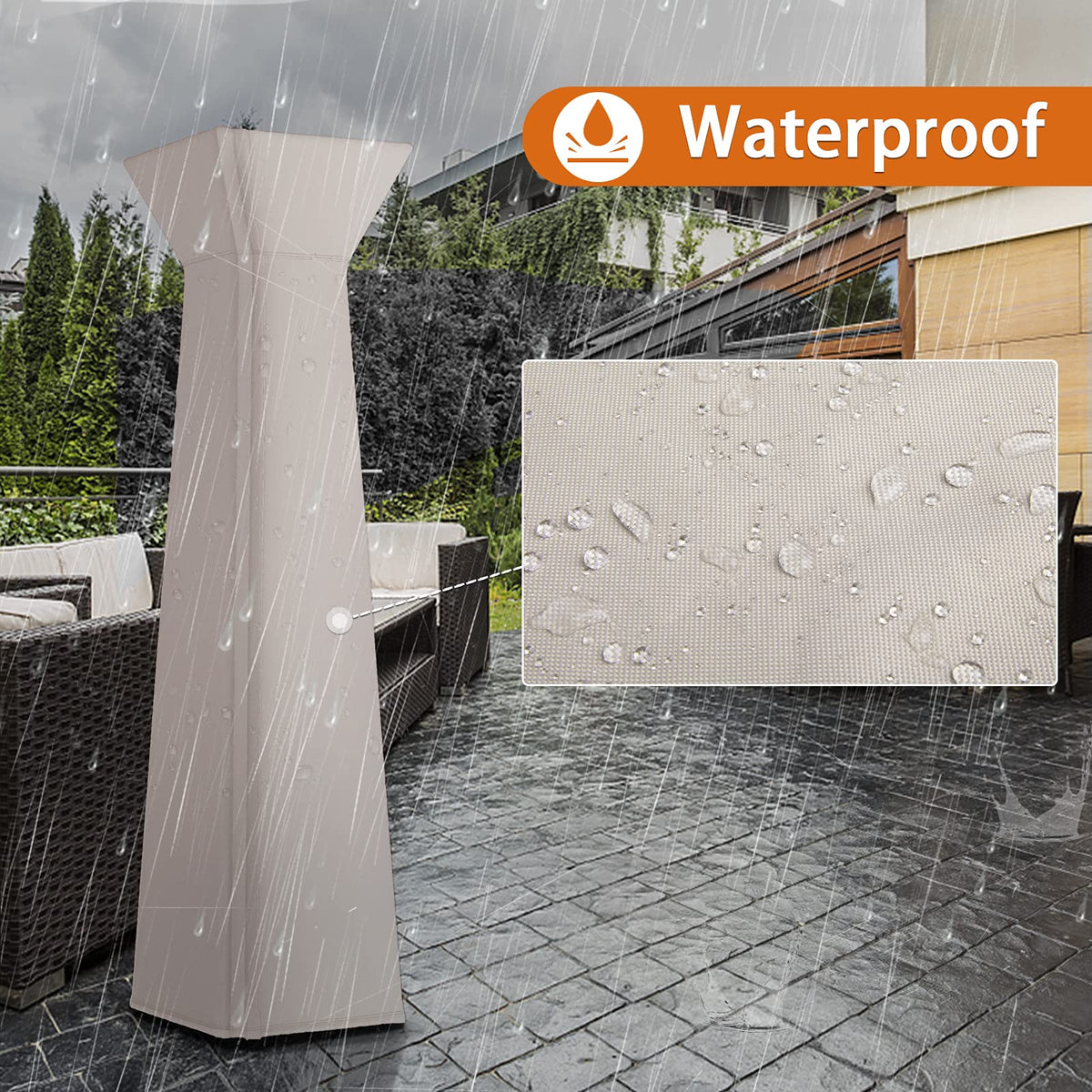 Pyramid Patio Heater Cover for Hiland, Outdoor Cover Waterproof, Propane Heater Heavy Duty with Zipper, 21W x 21D x 90H