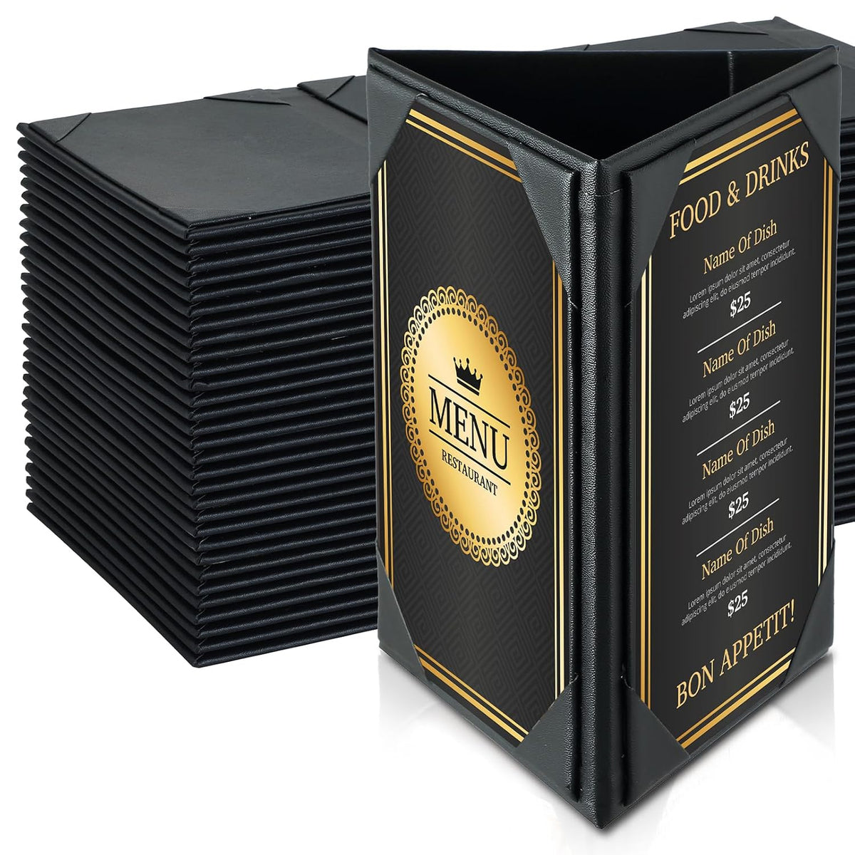 Table Tent Triangle Menu Holders 4" x 6", 30 Pack 3-Side