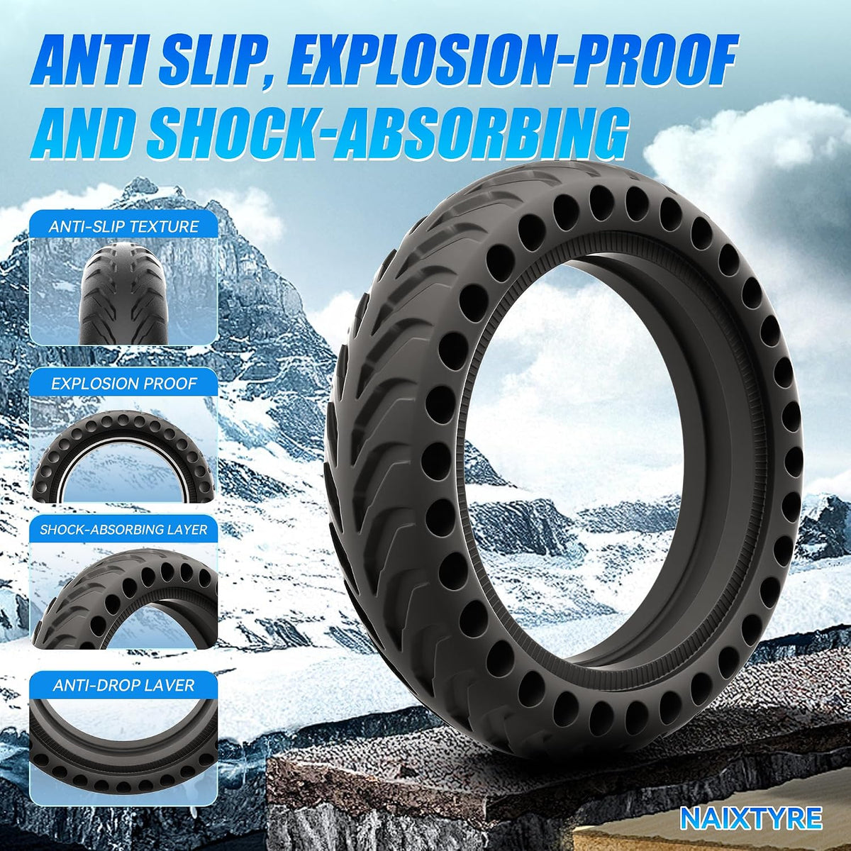 8.5x2 inch Solid Tires for Electric Scooters 50/75-6.1 Scooter Tire Compatible with Xiaomi m365/Mijia Mi m365 Pro/GTRAX GXL V2/GTRAX XR and All 8 1/2 x2/50/75-6.1 Scooters（1pcs）