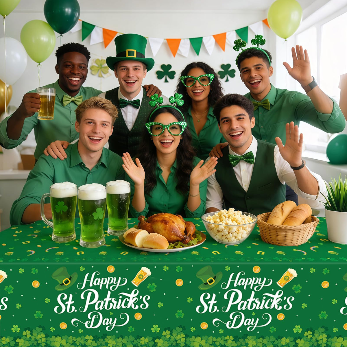 St. Patrick's Day Tablecloths, 3 Pack 54 x 108 Inch Table Covers Set