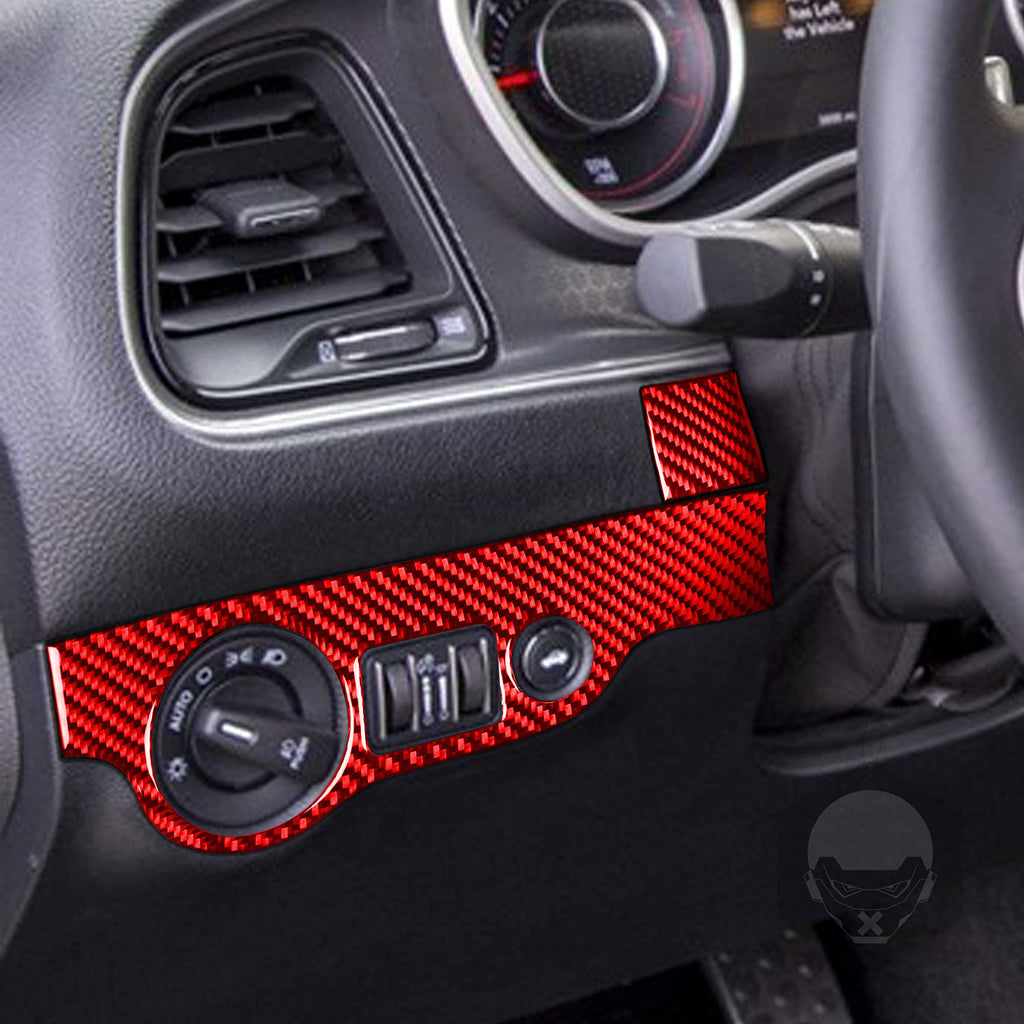 UOADA Carbon Fiber Headlight Switch Trim Fit for Dodge Challenger 2015-2023