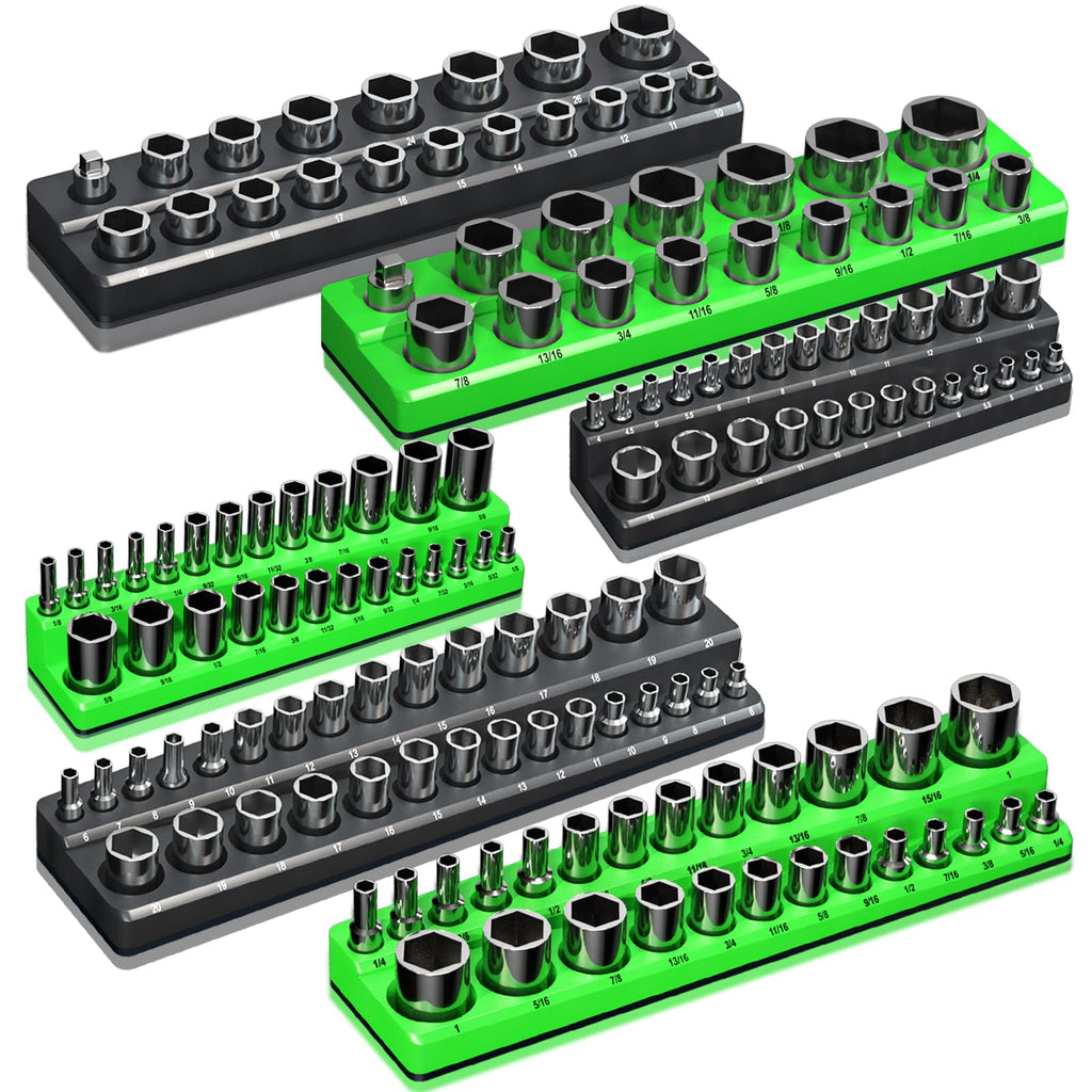 Magnetic Socket Organizer Holder Set For Tool Box Drawer, Toolbox Organization Including 1/4", 3/8" and 1/2" Drive