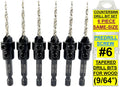 FTG USA 6 Pc #6 (9/64") Countersink Drill Bit Set with Tapered Drill Bits