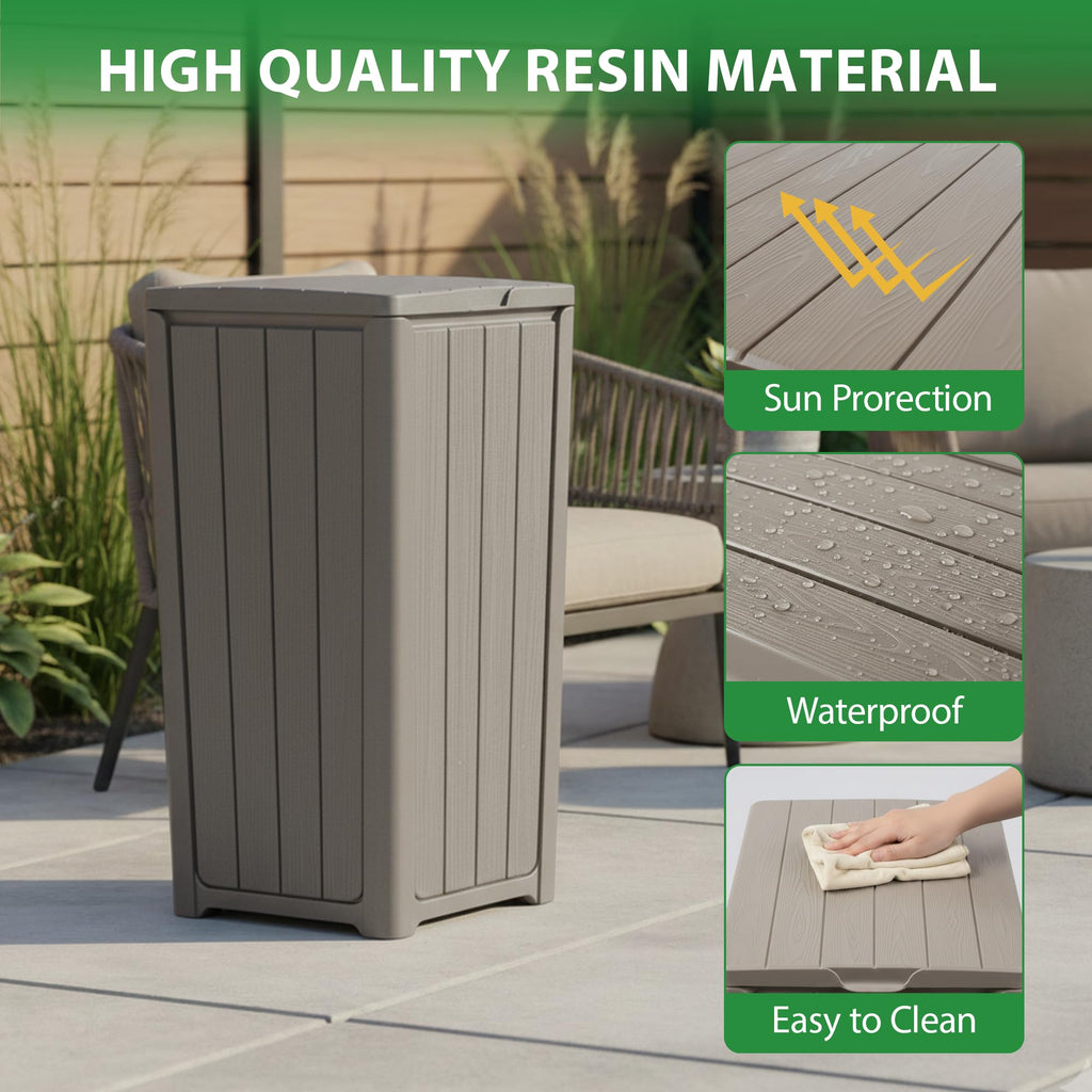 23 Gallon Outdoor Trash Can Waterproof Resin Garbage Can with Lid Outside Trash Bin for Porch Backyard, Deck, Patio