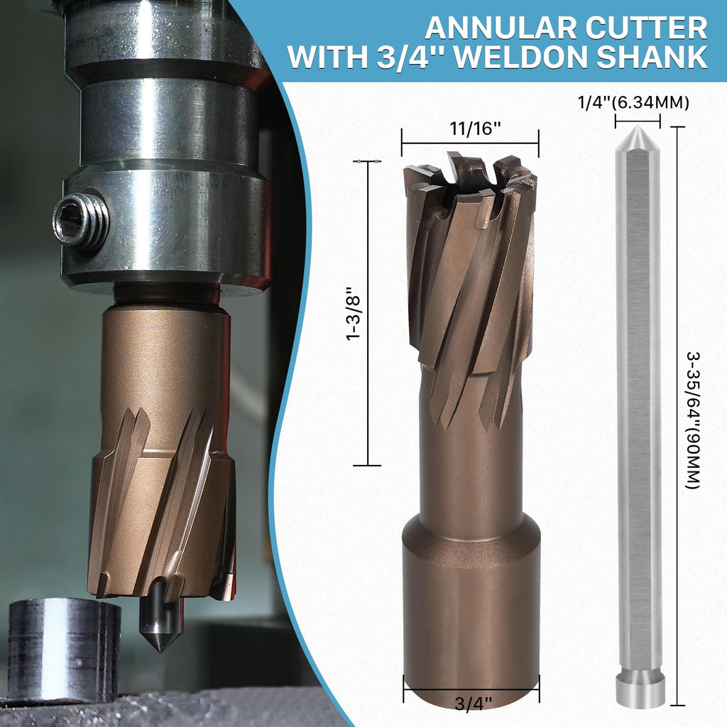 KEENTECH Carbide-Tipped Annular Cutter, 11/16" Diameter x 1-3/8" Depth