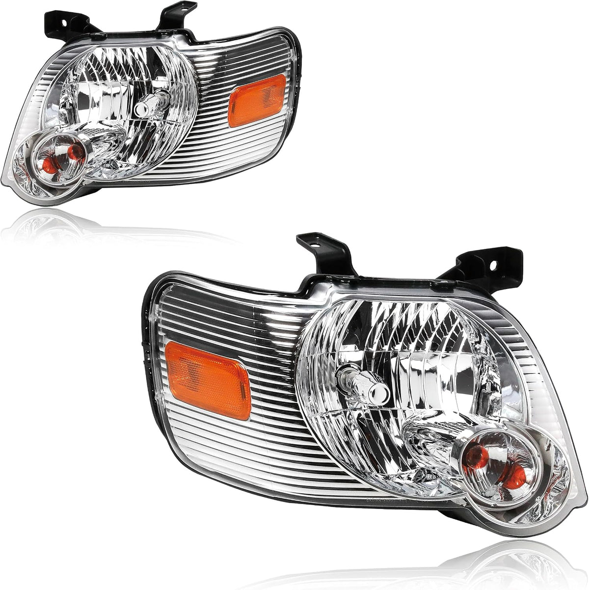 Pair Chrome Headlights Compatible with 2006-2010 Ford Explorer