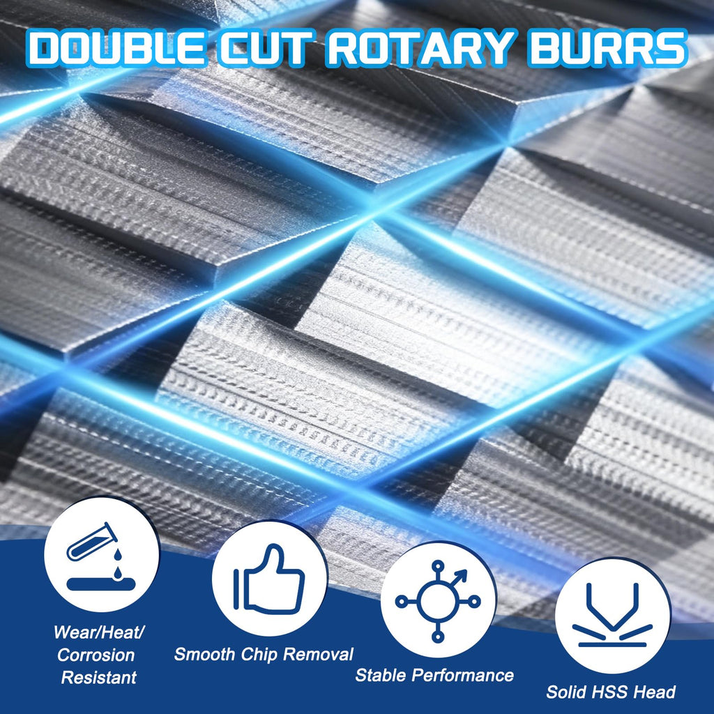Workkyma Die Grinder Bits Rotary Burrs 6mm Shank 8x50mm Cutting Head