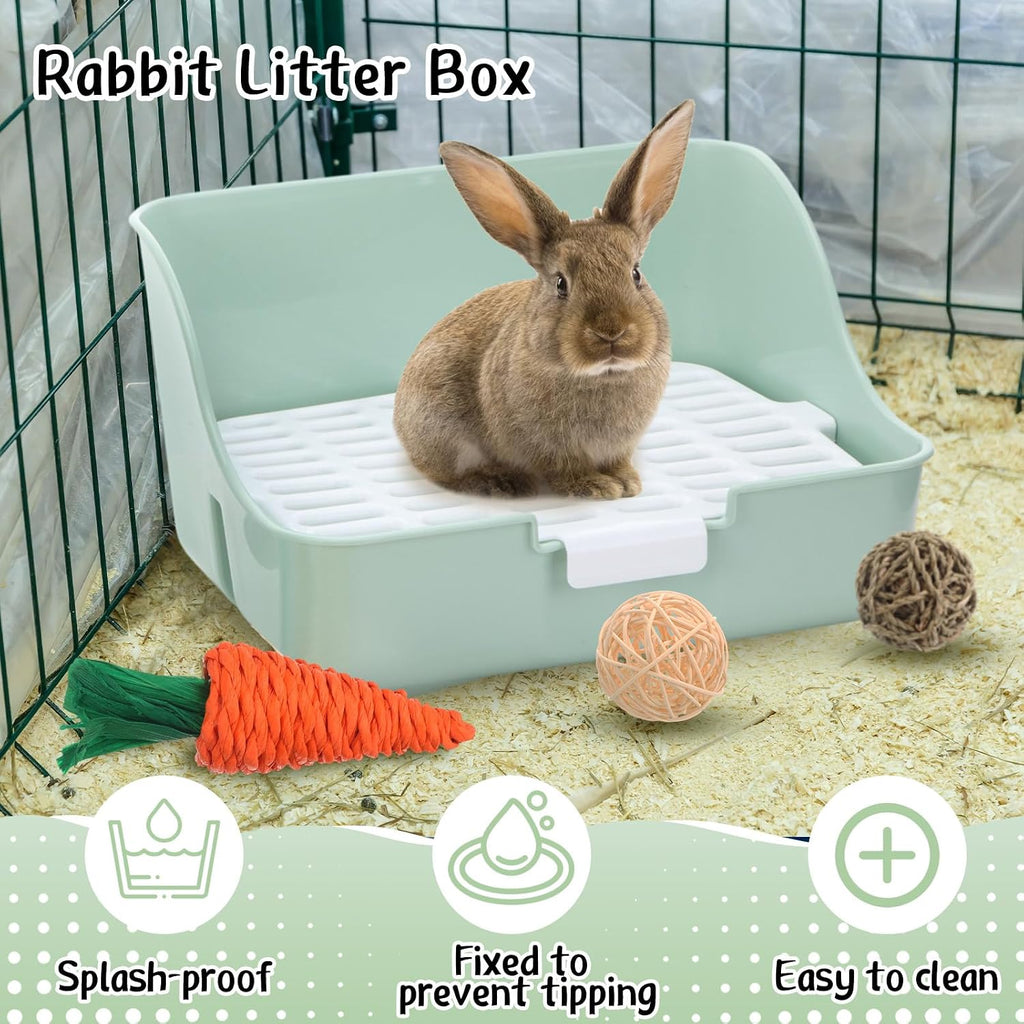 15 Pcs Rabbit Starter Kit Small Rabbit Litter Box Girls Gift Animal Grooming Kit Bunny Toys Bowl Blankets with