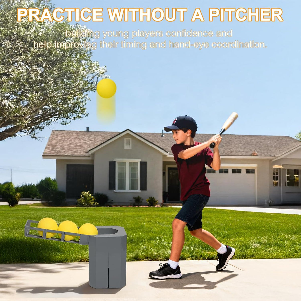 Softball Pitching Machine for Kids - Automatic Baseball Launcher for Beginners Baseball Trainer for Kids - Includes 4
