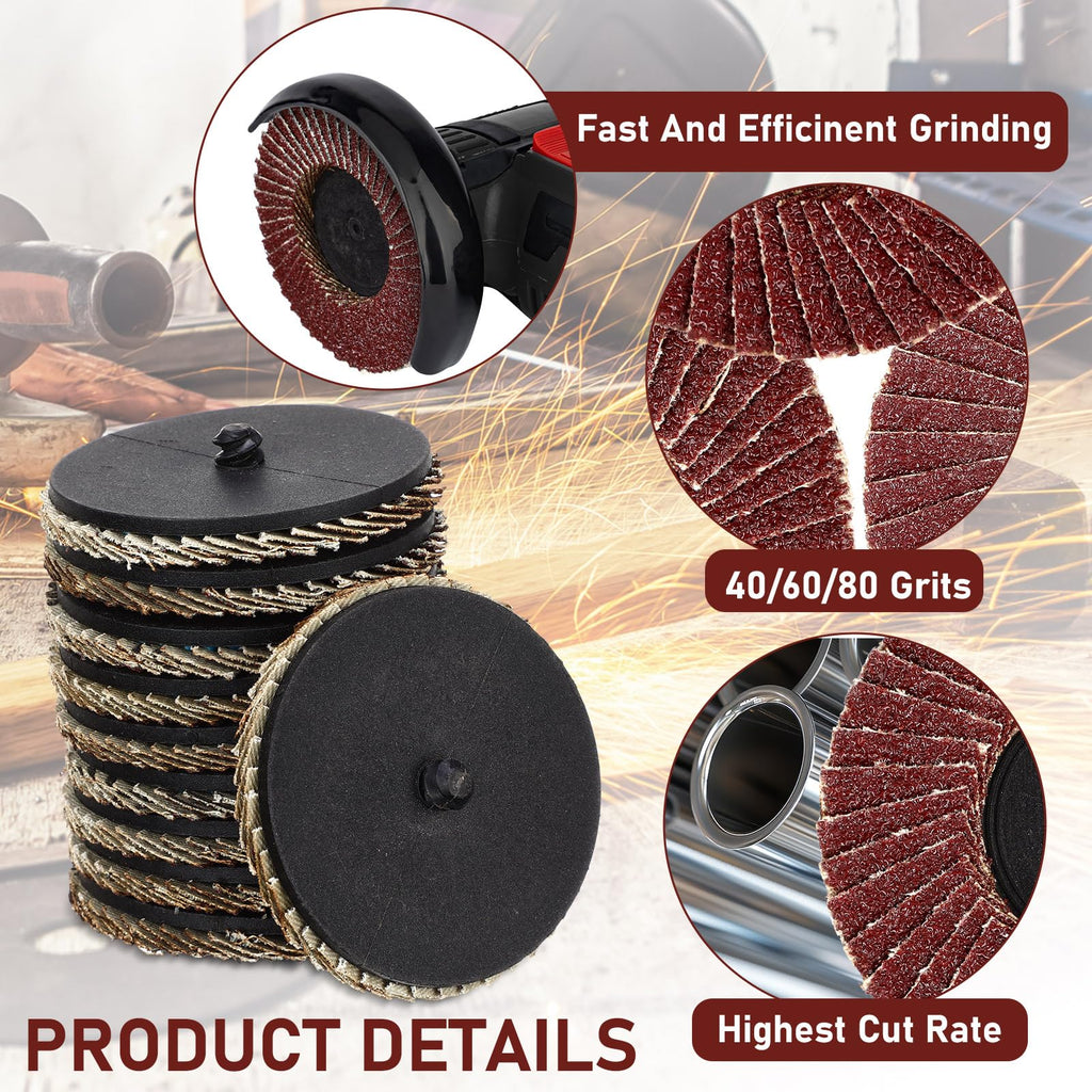 Duraaamo 60 Pack 3 Inch Flap Disc, 40/60/80 Grit Assorted Sanding Discs