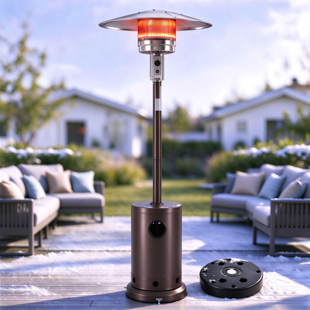 48,000 BTU Patio Heaters for Outdoor Use with Sandbox Wheels