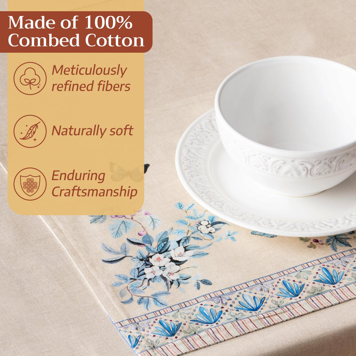 Placemats Set of 4 Reusable 100% Combed Cotton (13"x19")