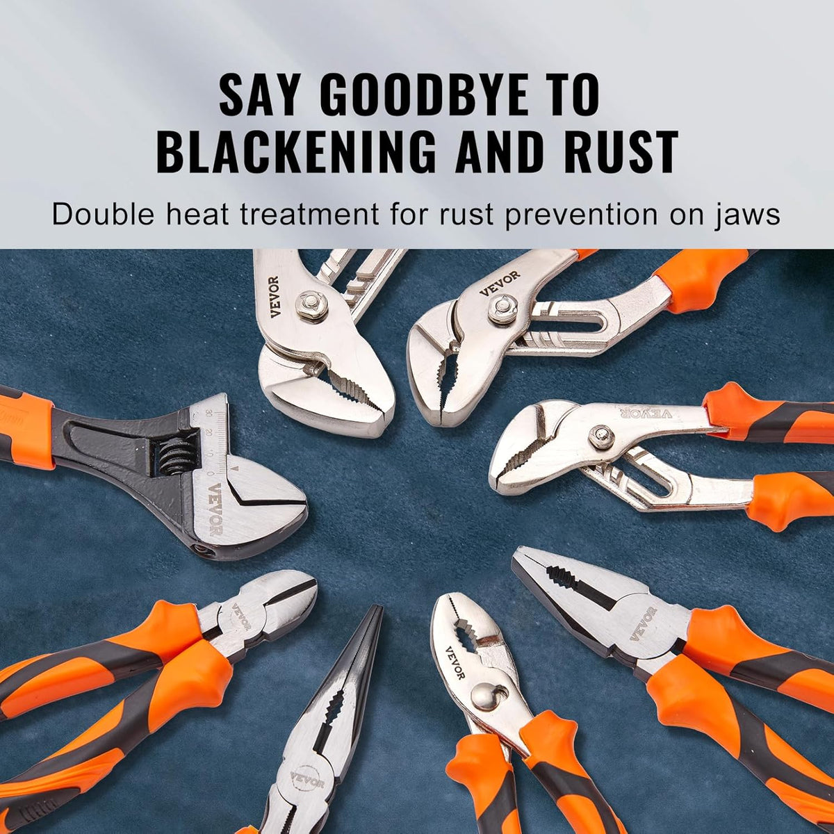 8-Piece Pliers Set, High Carbon Steel - 12", "10", "8" Groove & Linesman's Pliers & Adjustable Wrench & Tool Bag