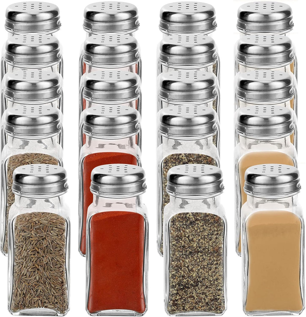 20 Pack Salt and Pepper Shakers Glass Set, 1.7 oz Steel Lid