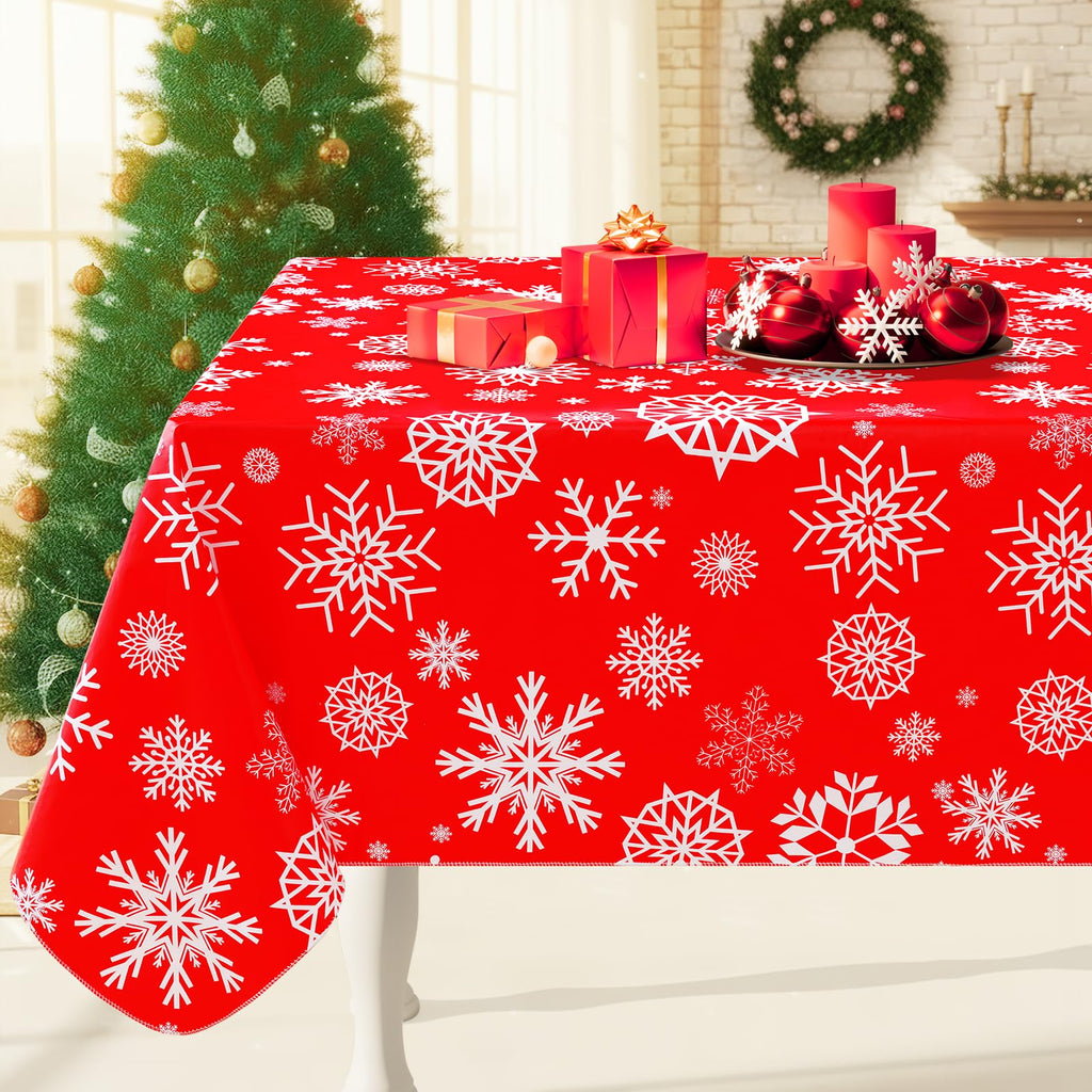 Christmas Table Cloth, Flannel Backed Vinyl Tablecloth, 60"x84"