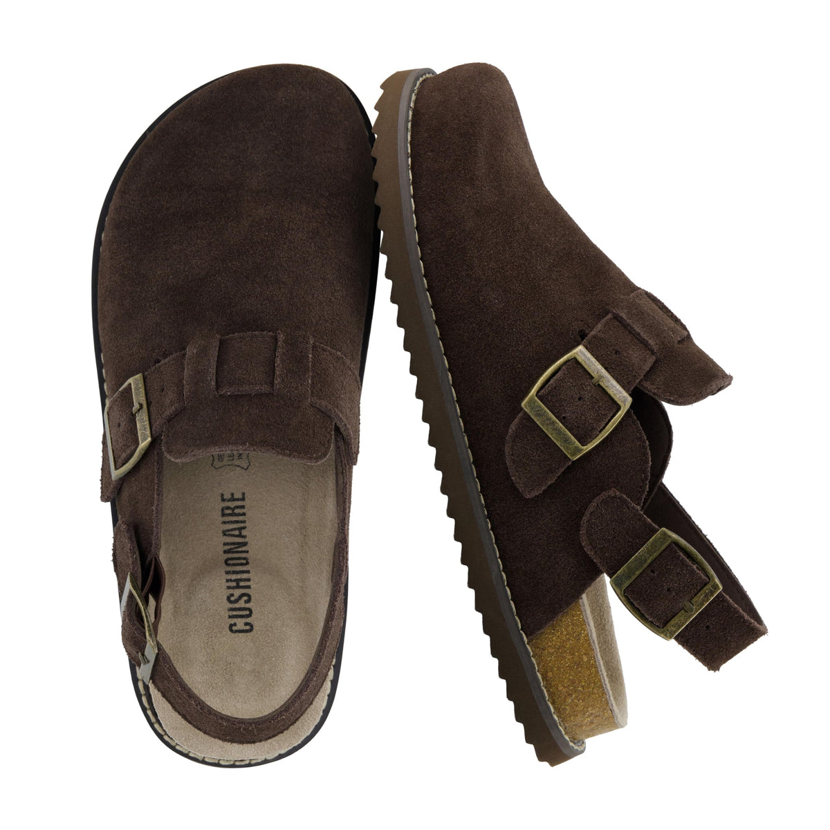 Brooklyn Genuine Suede Slingback Clogs for Women with Buckle,Chocolate 8W